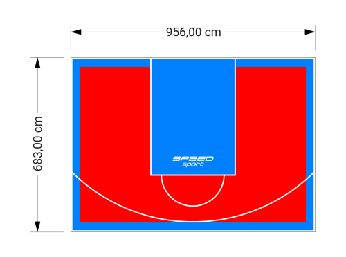 65M2/683X956CM CZERWONO-BŁĘKITNE BOISKO DO KOSZYKÓWKI SPEEDSPORT HEXA POWER PRO