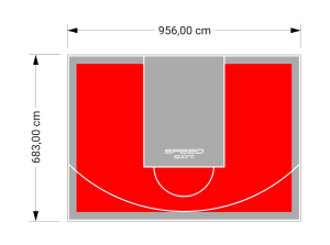 65M2/683X956CM CZERWONO-SZARE BOISKO DO KOSZYKÓWKI SPEEDSPORT HEXA POWER PRO