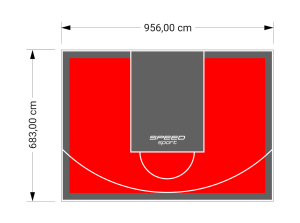 65M2/683X956CM CZERWONO-GRAFITOWE BOISKO DO KOSZYKÓWKI SPEEDSPORT HEXA POWER PRO