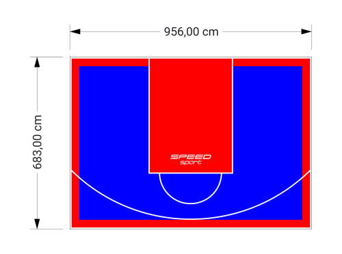 65M2/683X956CM NIEBIESKO-CZERWONE BOISKO DO KOSZYKÓWKI SPEEDSPORT HEXA POWER PRO