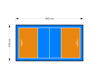 41M2/865x470CM POMARAŃCZOWO-BŁĘKITNE BOISKO DO SIATKÓWKI SPEEDSPORT HEXA POWER PRO