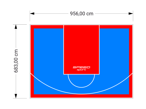 65M2/683X956CM BŁĘKITNO-CZERWONE BOISKO DO KOSZYKÓWKI SPEEDSPORT HEXA POWER PRO