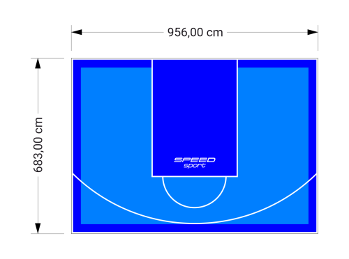 65M2/683X956CM BŁĘKITNO-NIEBIESKIE BOISKO DO KOSZYKÓWKI SPEEDSPORT HEXA POWER PRO