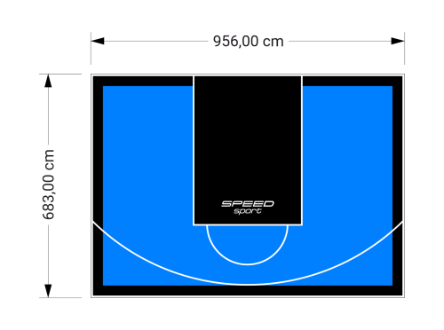 65M2/683X956CM BŁĘKITNO-CZARNE BOISKO DO KOSZYKÓWKI SPEEDSPORT HEXA POWER PRO