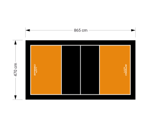 41M2/865x470CM POMARAŃCZOWO-CZARNE BOISKO DO SIATKÓWKI SPEEDSPORT HEXA POWER PRO