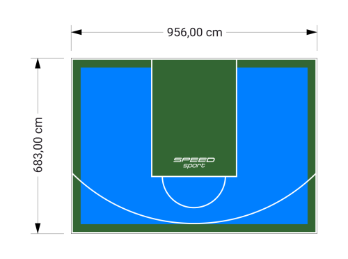 65M2/683X956CM BŁĘKITNO-ZIELONE BOISKO DO KOSZYKÓWKI SPEEDSPORT HEXA POWER PRO