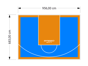 65M2/683X956CM BŁĘKITNO-POMARAŃCZOWE BOISKO DO KOSZYKÓWKI SPEEDSPORT HEXA POWER PRO