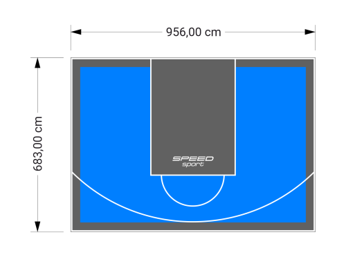 65M2/683X956CM BŁĘKITNO-GRAFITOWE BOISKO DO KOSZYKÓWKI SPEEDSPORT HEXA POWER PRO