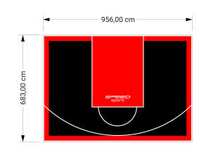65M2/683X956CM CZARNO-CZERWONE BOISKO DO KOSZYKÓWKI SPEEDSPORT HEXA POWER PRO