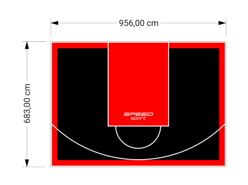 65M2/683X956CM CZARNO-CZERWONE BOISKO DO KOSZYKÓWKI SPEEDSPORT HEXA POWER PRO