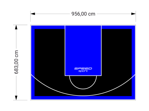 65M2/683X956CM CZARNO-NIEBIESKIE BOISKO DO KOSZYKÓWKI SPEEDSPORT HEXA POWER PRO