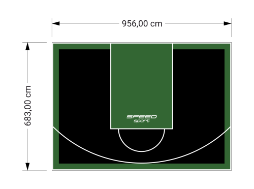 65M2/683X956CM CZARNO-ZIELONE BOISKO DO KOSZYKÓWKI SPEEDSPORT HEXA POWER PRO