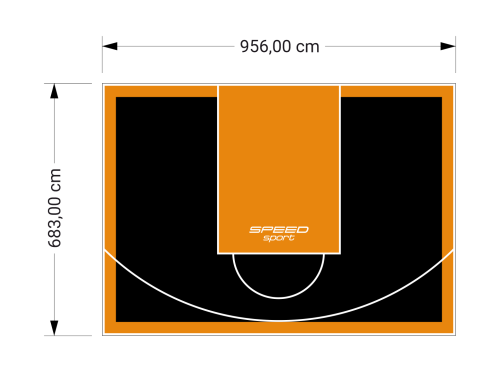 65M2/683X956CM CZARNO-POMARAŃCZOWE BOISKO DO KOSZYKÓWKI SPEEDSPORT HEXA POWER PRO