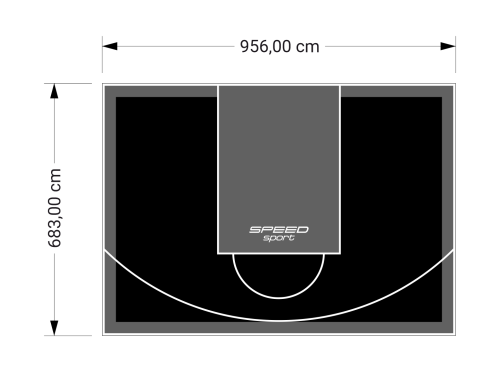 65M2/683X956CM CZARNO-GRAFITOWE BOISKO DO KOSZYKÓWKI SPEEDSPORT HEXA POWER PRO