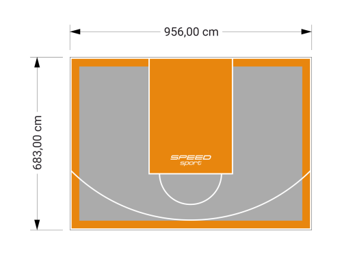 65M2/683X956CM SZARO-POMARAŃCZOWE BOISKO DO KOSZYKÓWKI SPEEDSPORT HEXA POWER PRO