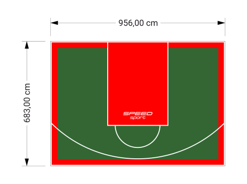 65M2/683X956CM ZIELONO-CZERWONE BOISKO DO KOSZYKÓWKI SPEEDSPORT HEXA POWER PRO
