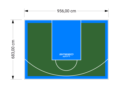 65M2/683X956CM ZIELONO-BŁĘKITNE BOISKO DO KOSZYKÓWKI SPEEDSPORT HEXA POWER PRO
