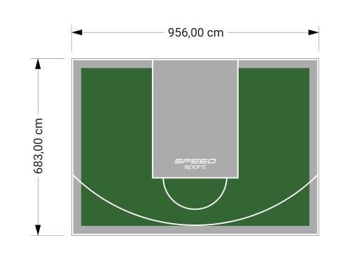 65M2/683X956CM ZIELONO-SZARE BOISKO DO KOSZYKÓWKI SPEEDSPORT HEXA POWER PRO