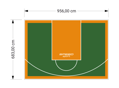 65M2/683X956CM ZIELONO-POMARAŃCZOWE BOISKO DO KOSZYKÓWKI SPEEDSPORT HEXA POWER PRO