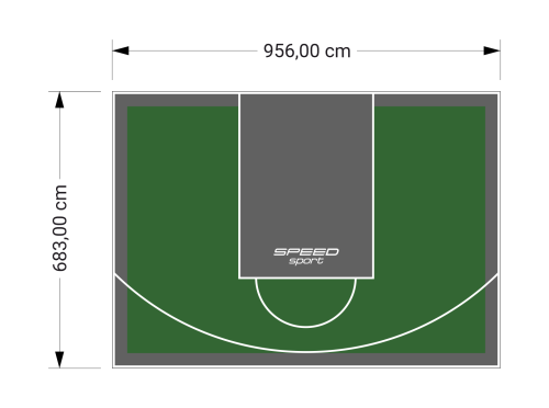 65M2/683X956CM ZIELONO-GRAFITOWE BOISKO DO KOSZYKÓWKI SPEEDSPORT HEXA POWER PRO