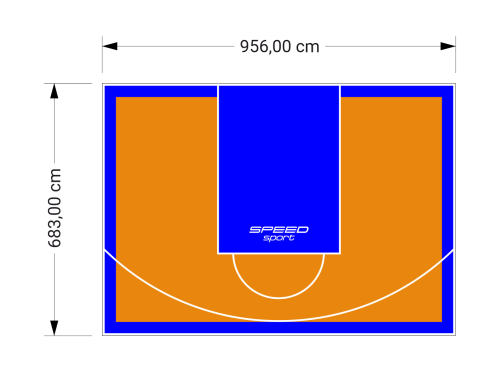 65M2/683X956CM POMARAŃCZOWO-NIEBIESKIE BOISKO DO KOSZYKÓWKI SPEEDSPORT HEXA POWER PRO