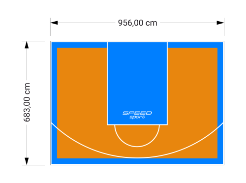 65M2/683X956CM POMARAŃCZOWO-BŁĘKITNE BOISKO DO KOSZYKÓWKI SPEEDSPORT HEXA POWER PRO