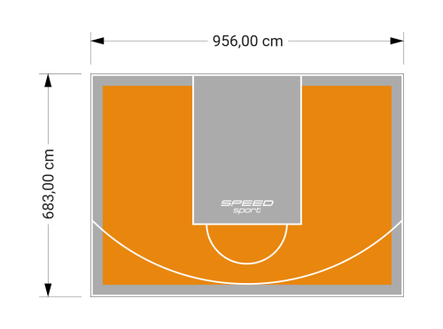 65M2/683X956CM POMARAŃCZOWO-SZARE BOISKO DO KOSZYKÓWKI SPEEDSPORT HEXA POWER PRO