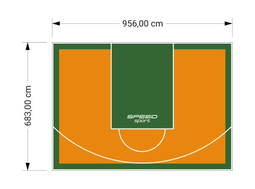 65M2/683X956CM POMARAŃCZOWO-ZIELONE BOISKO DO KOSZYKÓWKI SPEEDSPORT HEXA POWER PRO