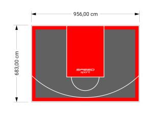 65M2/683X956CM GRAFITOWO-CZERWONE BOISKO DO KOSZYKÓWKI SPEEDSPORT HEXA POWER PRO