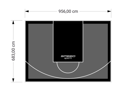 65M2/683X956CM GRAFITOWO-CZARNE BOISKO DO KOSZYKÓWKI SPEEDSPORT HEXA POWER PRO