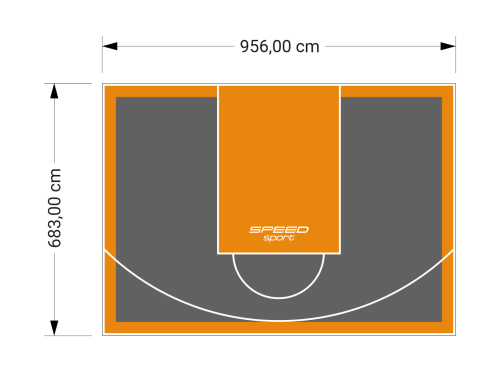 65M2/683X956CM GRAFITOWO-POMARAŃCZOWE BOISKO DO KOSZYKÓWKI SPEEDSPORT HEXA POWER PRO