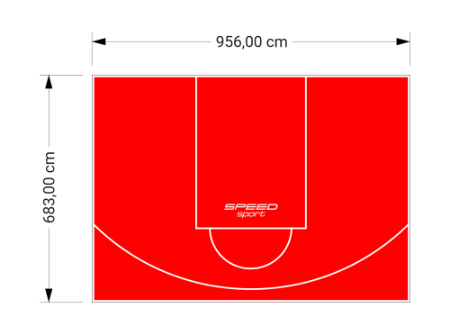 65M2/683X956CM CZERWONE BOISKO DO KOSZYKÓWKI SPEEDSPORT HEXA POWER PRO