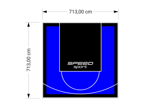 51M2/713X713CM NIEBIESKO-CZARNE BOISKO DO KOSZYKÓWKI SPEEDSPORT HEXA POWER PRO