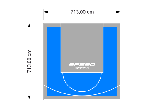 51M2/713X713CM BŁĘKITNO-SZARE BOISKO DO KOSZYKÓWKI SPEEDSPORT HEXA POWER PRO