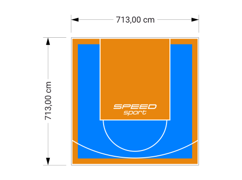 51M2/713X713CM BŁĘKITNO-POMARAŃCZOWE BOISKO DO KOSZYKÓWKI SPEEDSPORT HEXA POWER PRO