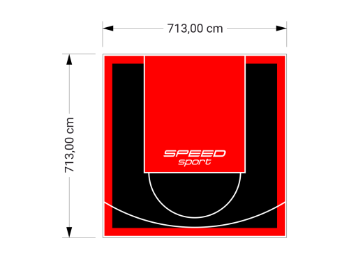 51M2/713X713CM CZARNO-CZERWONE BOISKO DO KOSZYKÓWKI SPEEDSPORT HEXA POWER PRO