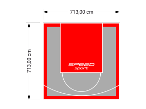 51M2/713X713CM SZARO-CZERWONE BOISKO DO KOSZYKÓWKI SPEEDSPORT HEXA POWER PRO