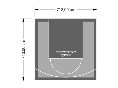 51M2/713X713CM SZARO-GRAFITOWE BOISKO DO KOSZYKÓWKI SPEEDSPORT HEXA POWER PRO