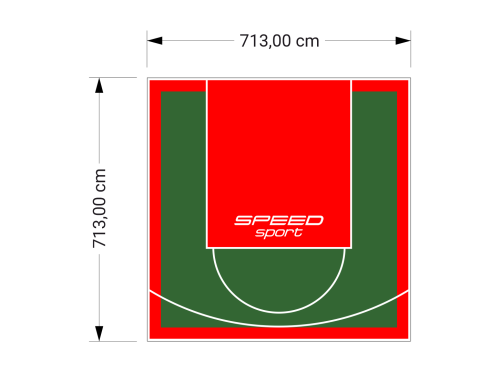 51M2/713X713CM ZIELONO-CZERWONE BOISKO DO KOSZYKÓWKI SPEEDSPORT HEXA POWER PRO