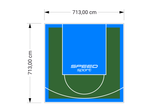 51M2/713X713CM ZIELONO-BŁĘKITNE BOISKO DO KOSZYKÓWKI SPEEDSPORT HEXA POWER PRO