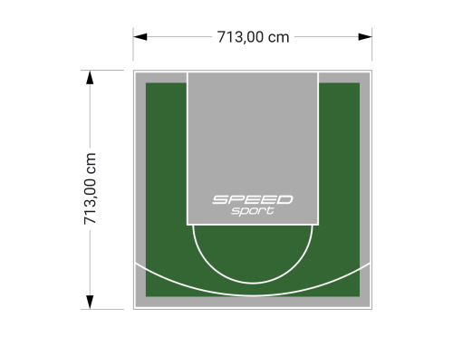 51M2/713X713CM ZIELONO-SZARE BOISKO DO KOSZYKÓWKI SPEEDSPORT HEXA POWER PRO