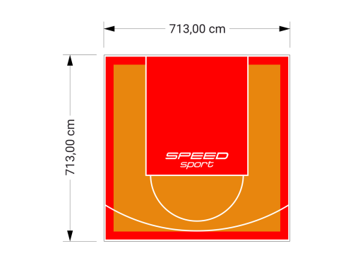 51M2/713X713CM POMARAŃCZOWO-CZERWONE BOISKO DO KOSZYKÓWKI SPEEDSPORT HEXA POWER PRO