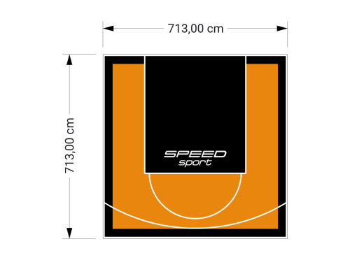 51M2/713X713CM POMARAŃCZOWO-CZARNE BOISKO DO KOSZYKÓWKI SPEEDSPORT HEXA POWER PRO