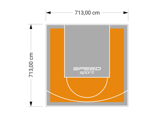 51M2/713X713CM POMARAŃCZOWO-SZARE BOISKO DO KOSZYKÓWKI SPEEDSPORT HEXA POWER PRO