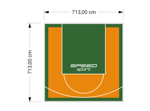 51M2/713X713CM POMARAŃCZOWO-ZIELONE BOISKO DO KOSZYKÓWKI SPEEDSPORT HEXA POWER PRO