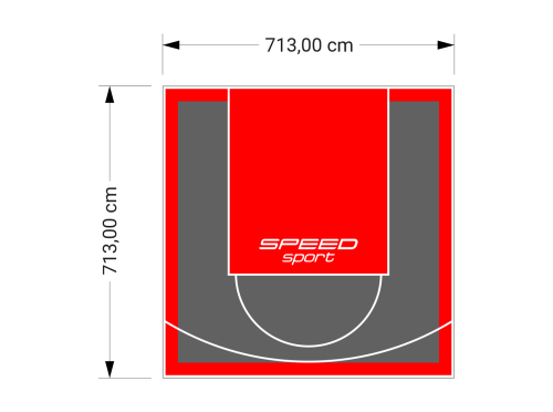51M2/713X713CM GRAFITOWO-CZERWONE BOISKO DO KOSZYKÓWKI SPEEDSPORT HEXA POWER PRO