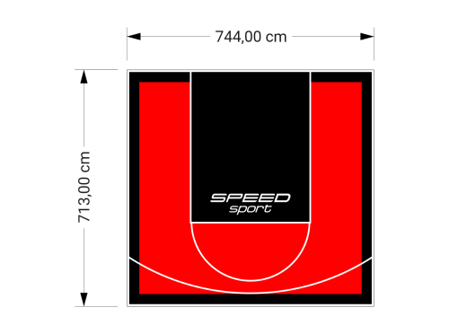 53M2/713X744CM CZERWONO-CZARNE BOISKO DO KOSZYKÓWKI SPEEDSPORT HEXA POWER PRO