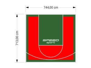 53M2/713X744CM CZERWONO-ZIELONE BOISKO DO KOSZYKÓWKI SPEEDSPORT HEXA POWER PRO