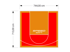 53M2/713X744CM CZERWONO-POMARAŃCZOWE BOISKO DO KOSZYKÓWKI SPEEDSPORT HEXA POWER PRO