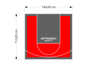 53M2/713X744CM CZERWONO-GRAFITOWE BOISKO DO KOSZYKÓWKI SPEEDSPORT HEXA POWER PRO